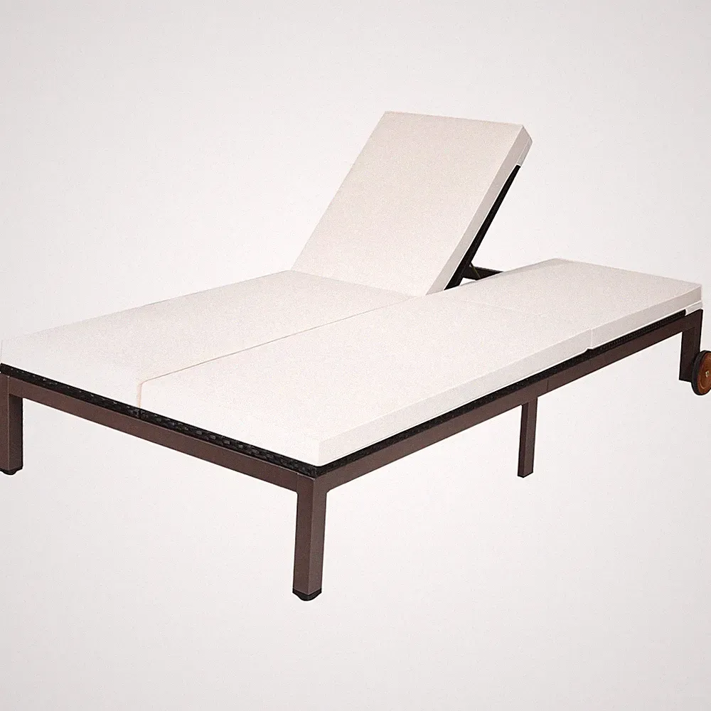 2-Person Patio Rattan Lounge Chair Adjustable Chaise Recliner Cushioned Seat