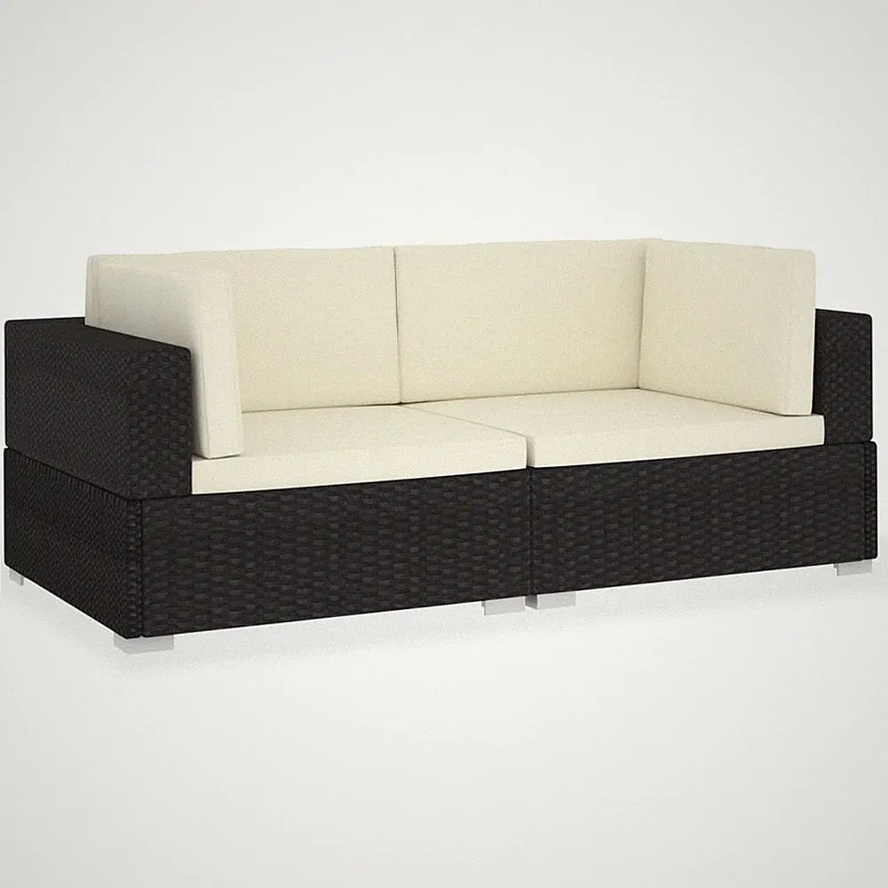 2 Seater Sofa Couch with Cushions Patio Wicker Love Seat PE Rattan Black vidaXL