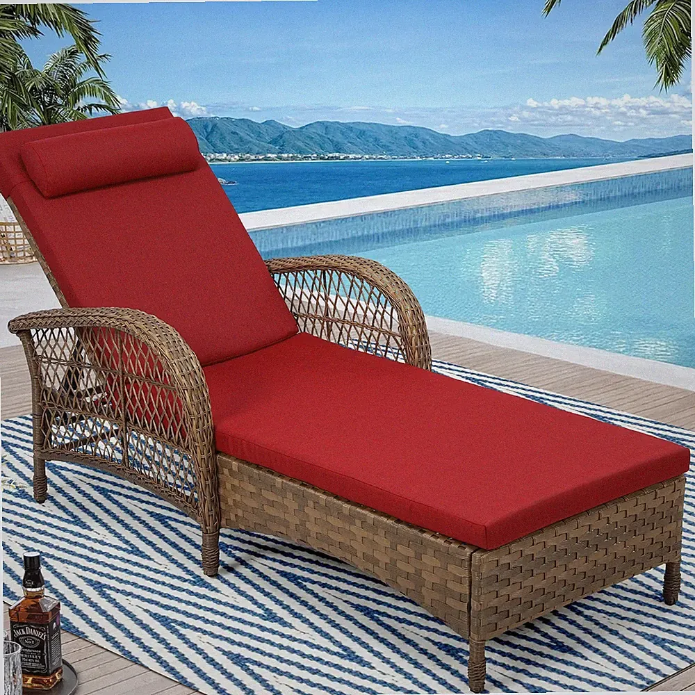 Adjustable Outdoor Chaise Lounge Wicker Lay Flat Reclining Pool Lounge Chair