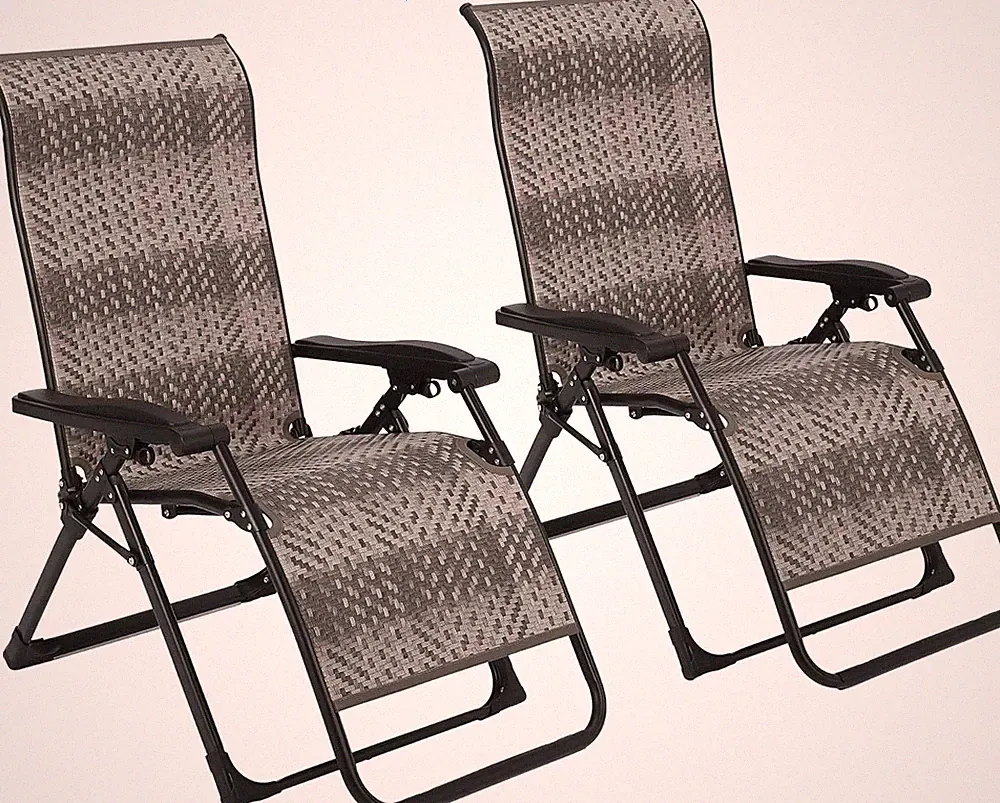 Foldable Patio Recliner with Breathable Rattan Seat Steel Frame,Oversized Design