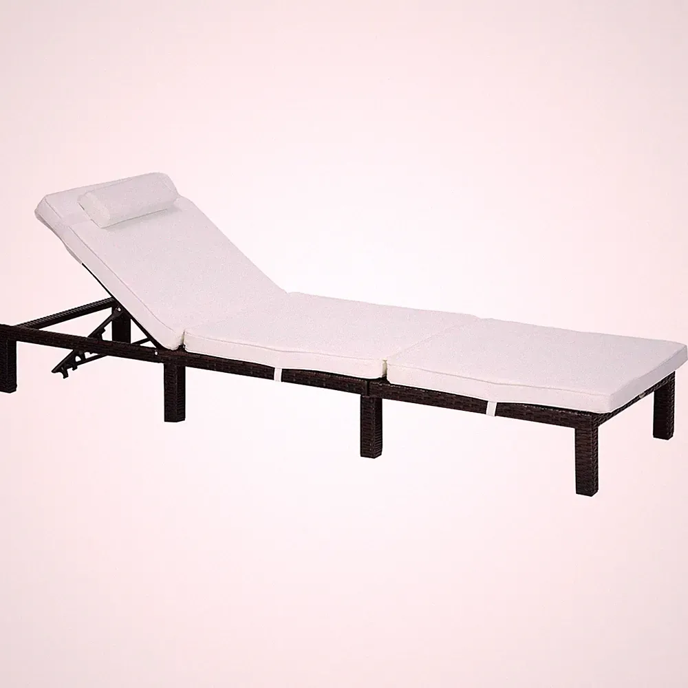 Garden Outdoor Rattan Furniture Patio Sun Lounger Recliner Reclining Chair Bed F