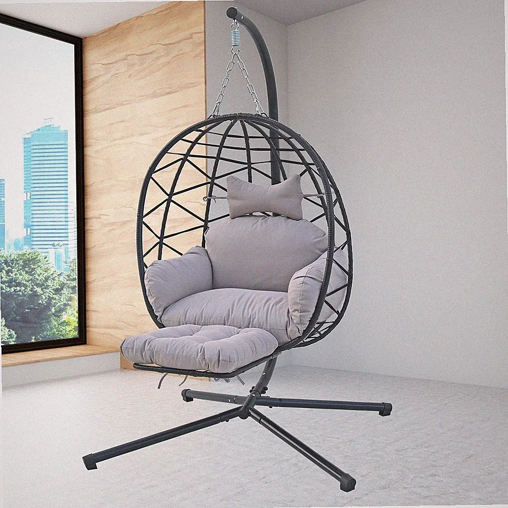 Hanging Egg Chair with Stand Leg RestOutdoor w/ Swinging Chair Indoor Woven