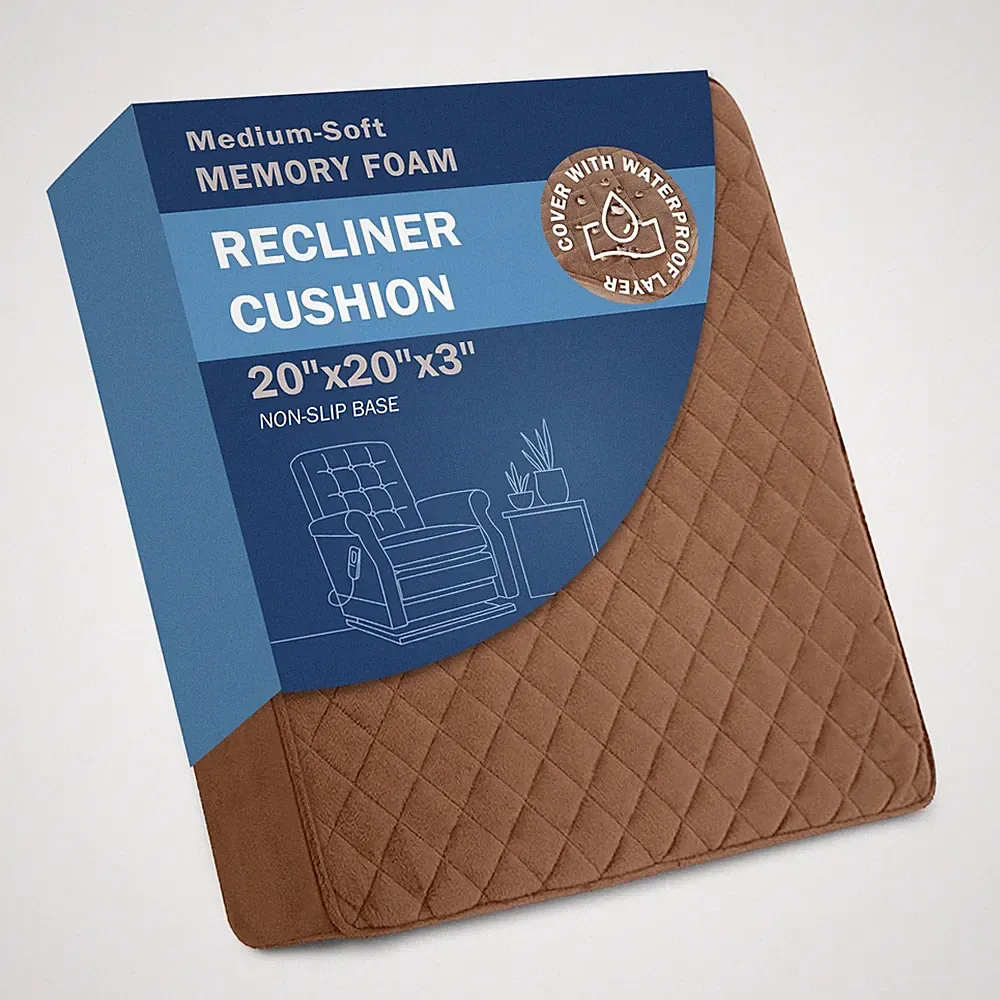 Medium-Soft 20x20x3 Memory Foam Recliner Chair Seat Cushion for Long Sitting...