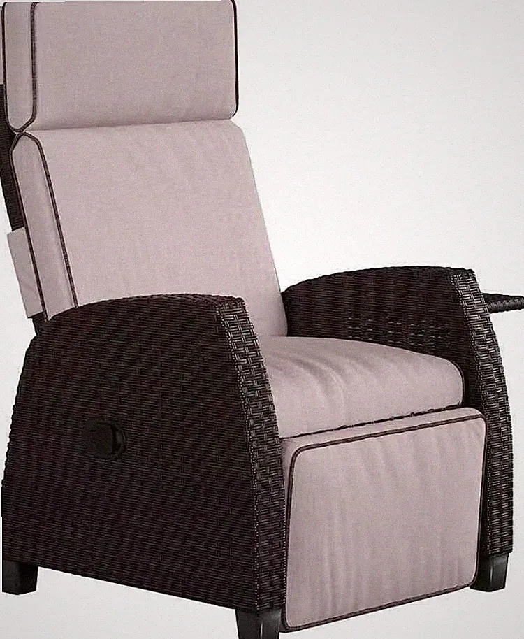 Moor Recliner PE Wicker Flip Table Push Back Reclining Ergonomic Lounge Chair
