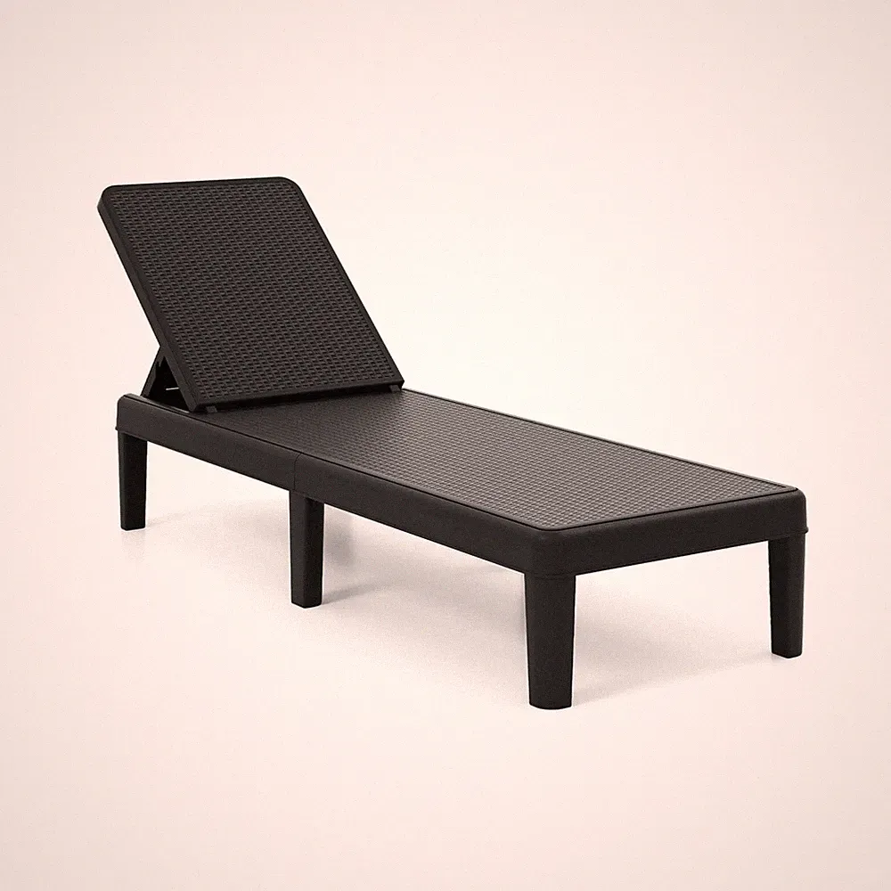 Outdoor Chaise Lounger Chair 4-Position Reclining Chair with Waterproof Rattan T