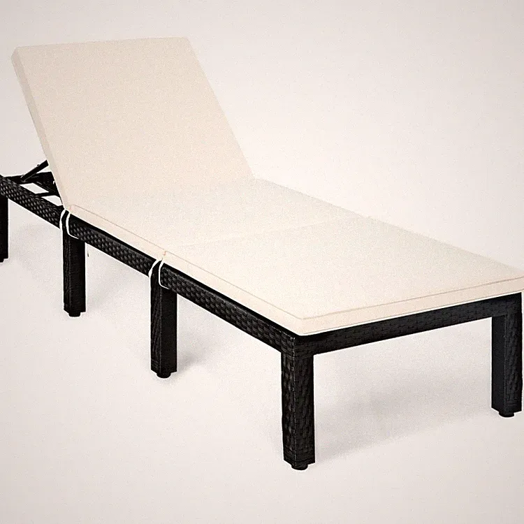 Outdoor Rattan Lounge Chair - 6-Position Adjustable Recliner with Cushions