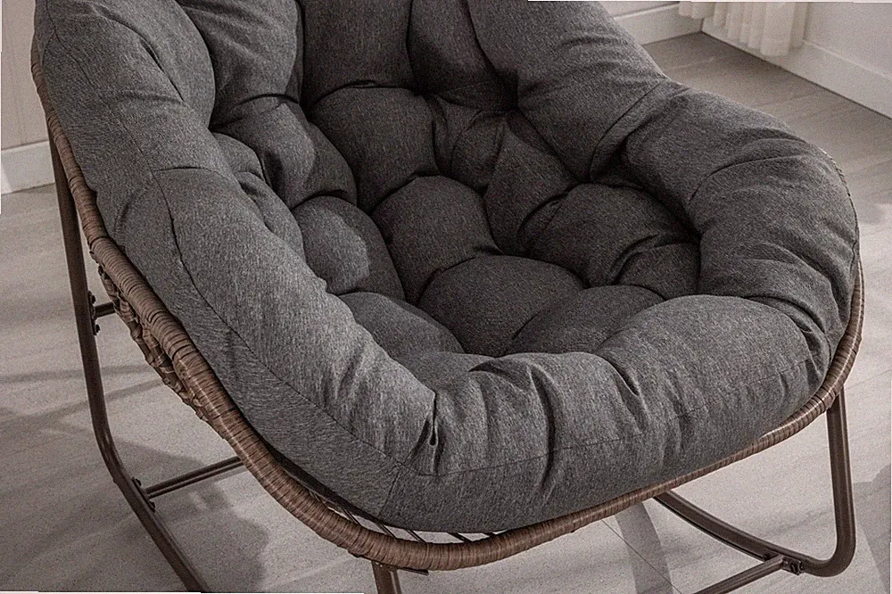 Outdoor Rattan Rocking Chair With Padded Cushion For Porch And Living Room