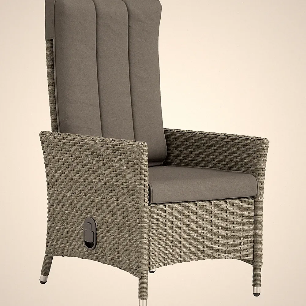Outsunny Rattan Garden Recliner Chair with Adjustable Backrest, Grey