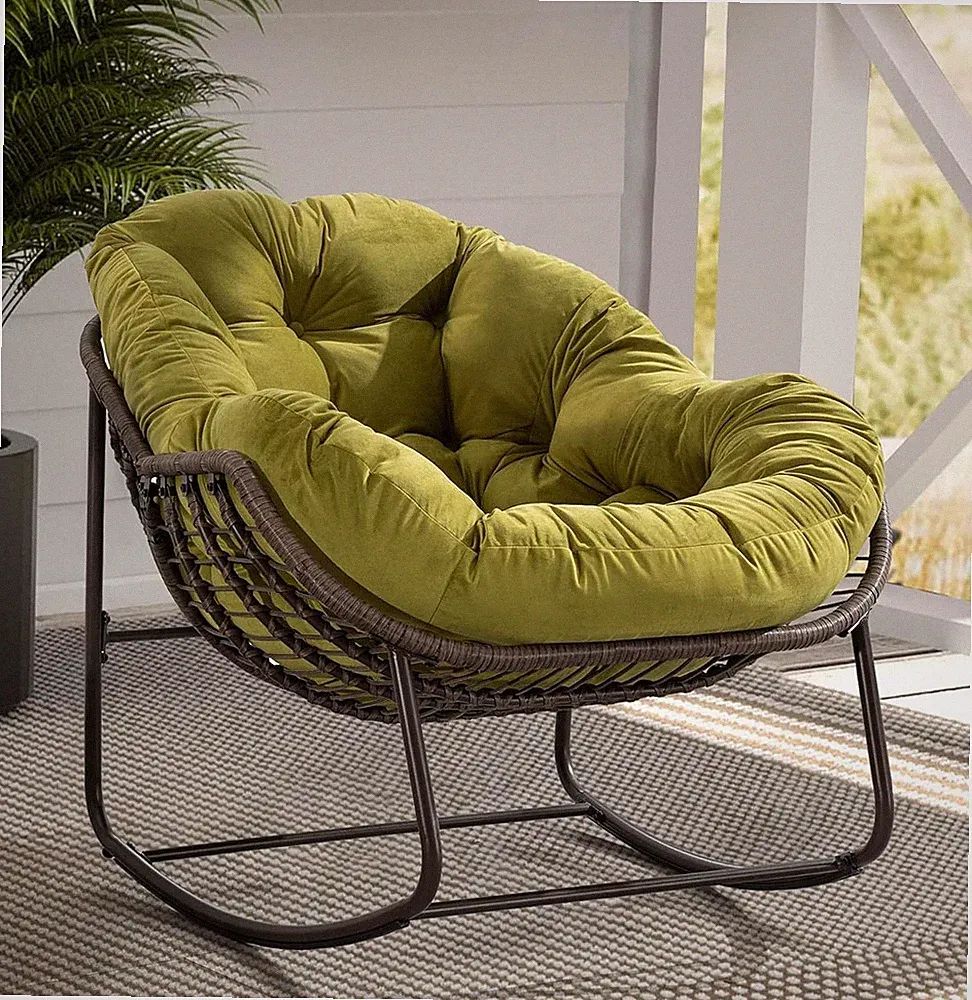 Oversized Papasan Chair with Cushion and Frame Outdoor Patio Egg Rocking Chair