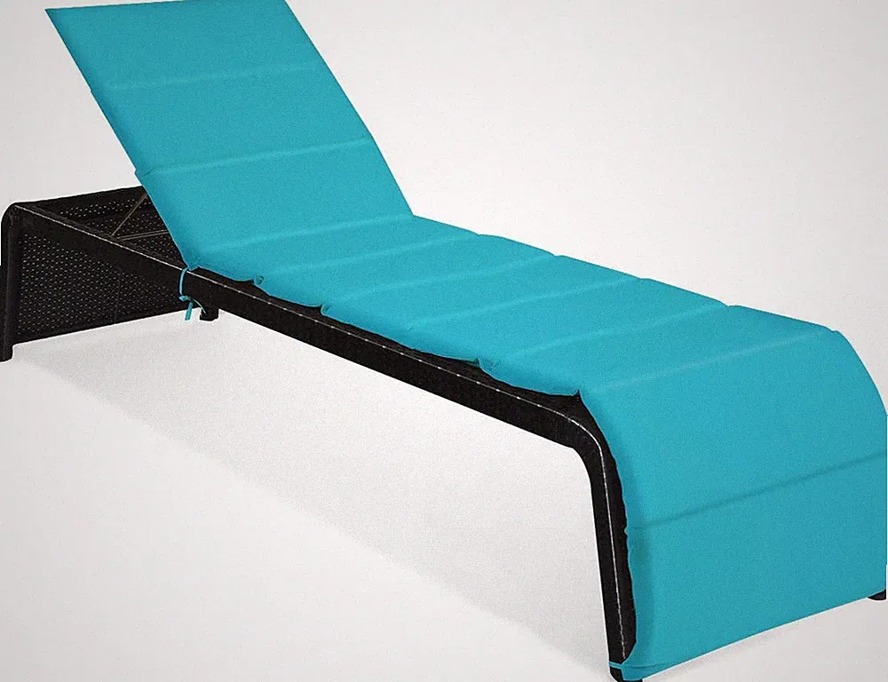 Turquoise Rattan Lounge Chair - Cushioned Recliner for Patio & Poolside