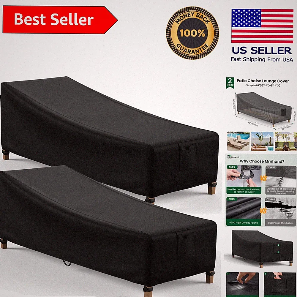 UV Resistant Patio Lounge Chair Covers - Durable Outdoor Protection, 84L x 32W